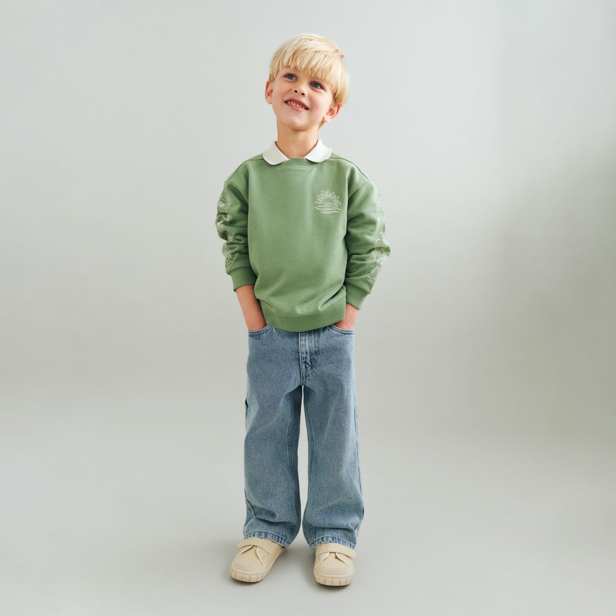 Wheat Sweatshirt L/S Ellis - 2340-671 9645 Jade Green