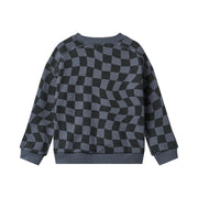Wheat 2356-624-GOTS Sweatshirt L/S Sandro 1311 Navy Blue Check