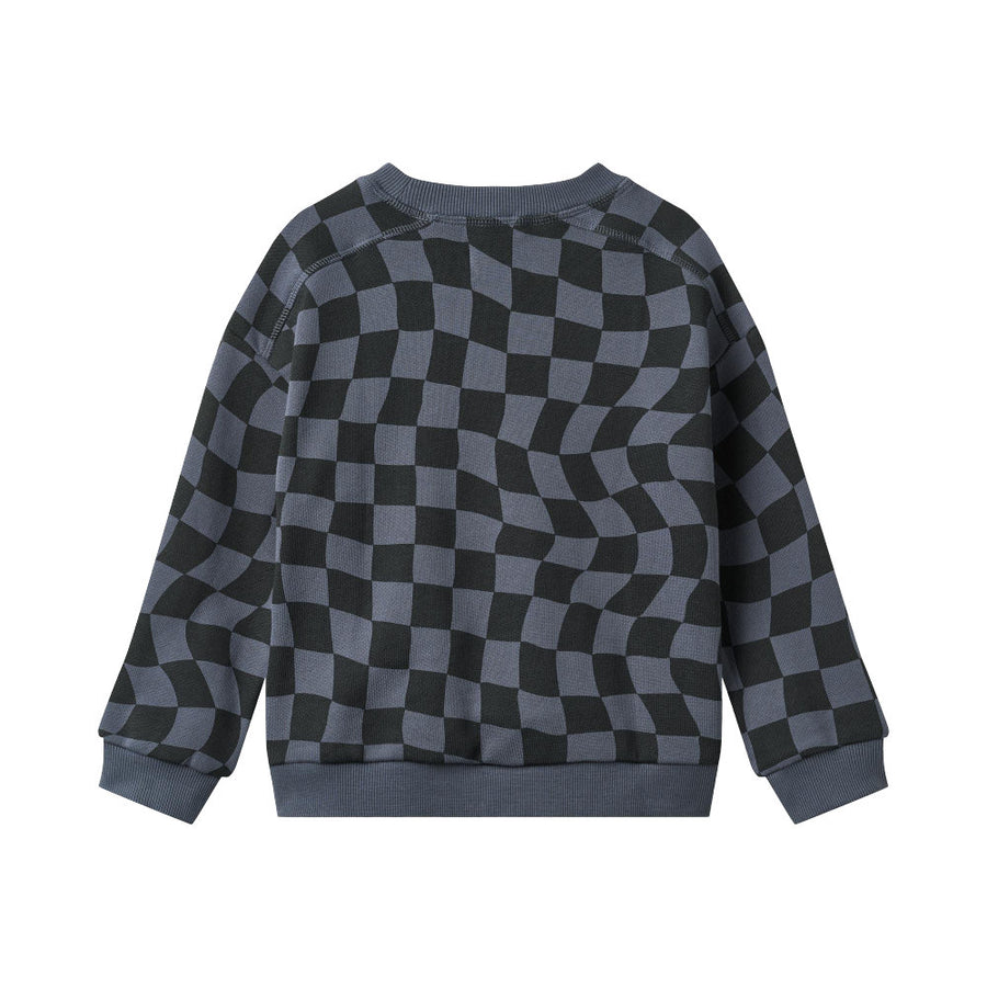 Wheat 2356-624-GOTS Sweatshirt L/S Sandro 1311 Navy Blue Check