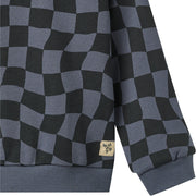 Wheat 2356-624-GOTS Sweatshirt L/S Sandro 1311 Navy Blue Check