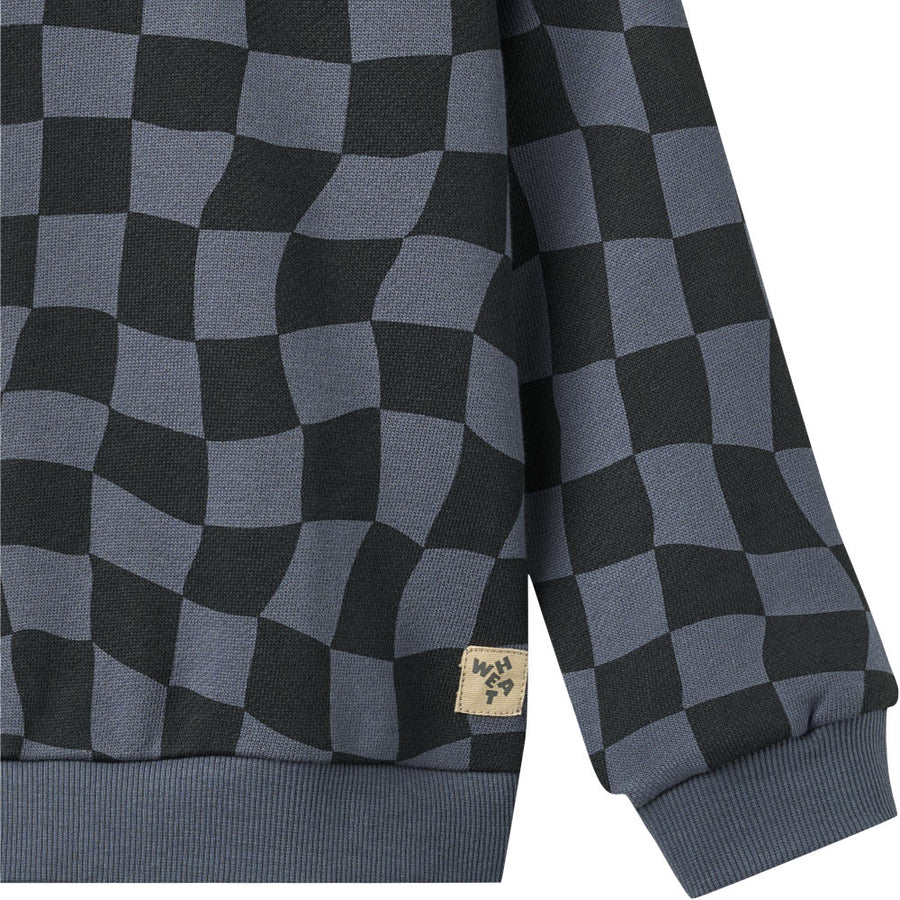 Wheat 2356-624-GOTS Sweatshirt L/S Sandro 1311 Navy Blue Check