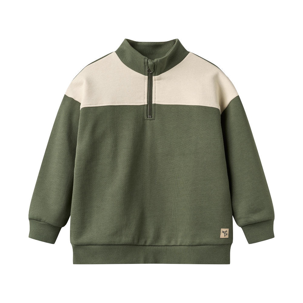 Wheat 2386-672-GOTS Half Zip Sweatshirt L/S Matteo 9690 Thyme