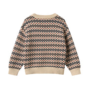 Wheat 2531-560-GOTS Jacquard Pullover Harlow 1292 Greyblue
