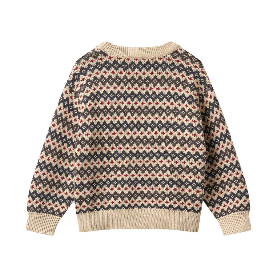 Wheat 2531-560-GOTS Jacquard Pullover Harlow 1292 Greyblue