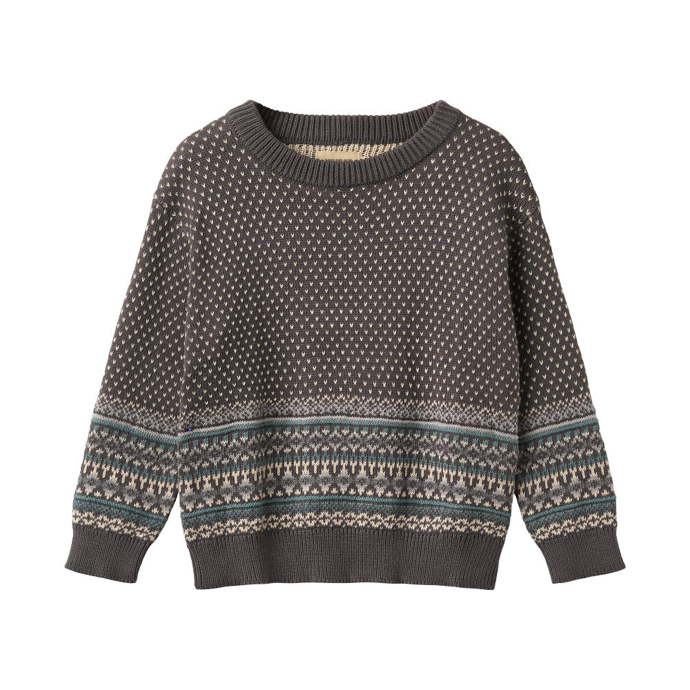 Wheat 2591-560-GOTS Jacquard Pullover Julius 9619 Dark Charcoal