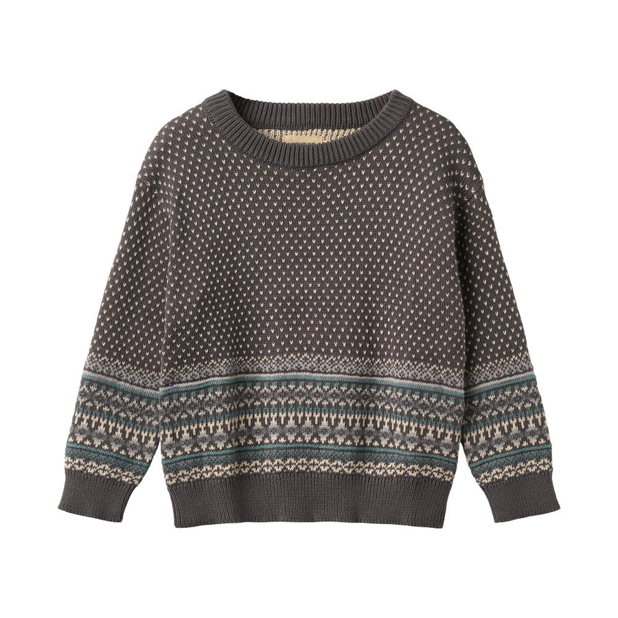 Wheat 2591-560-GOTS Jacquard Pullover Julius 9619 Dark Charcoal