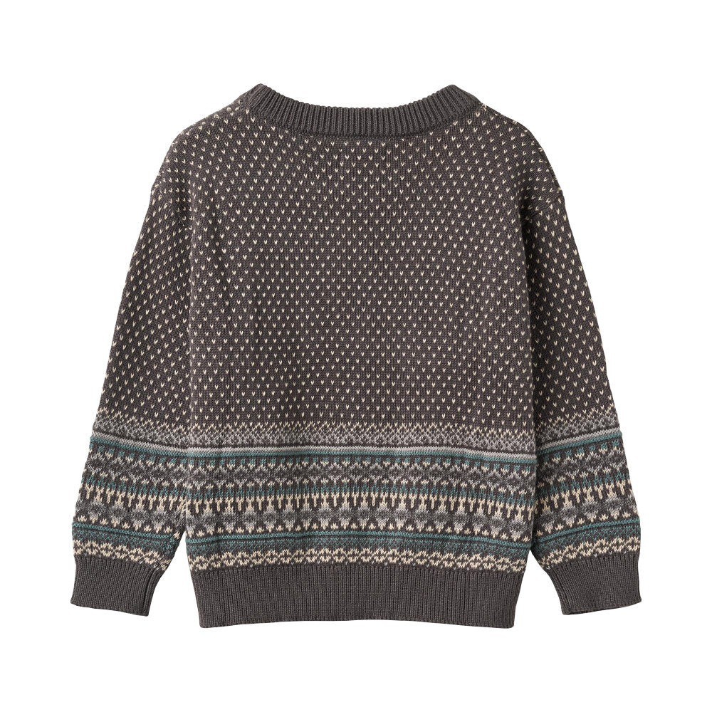 Wheat 2591-560-GOTS Jacquard Pullover Julius 9619 Dark Charcoal