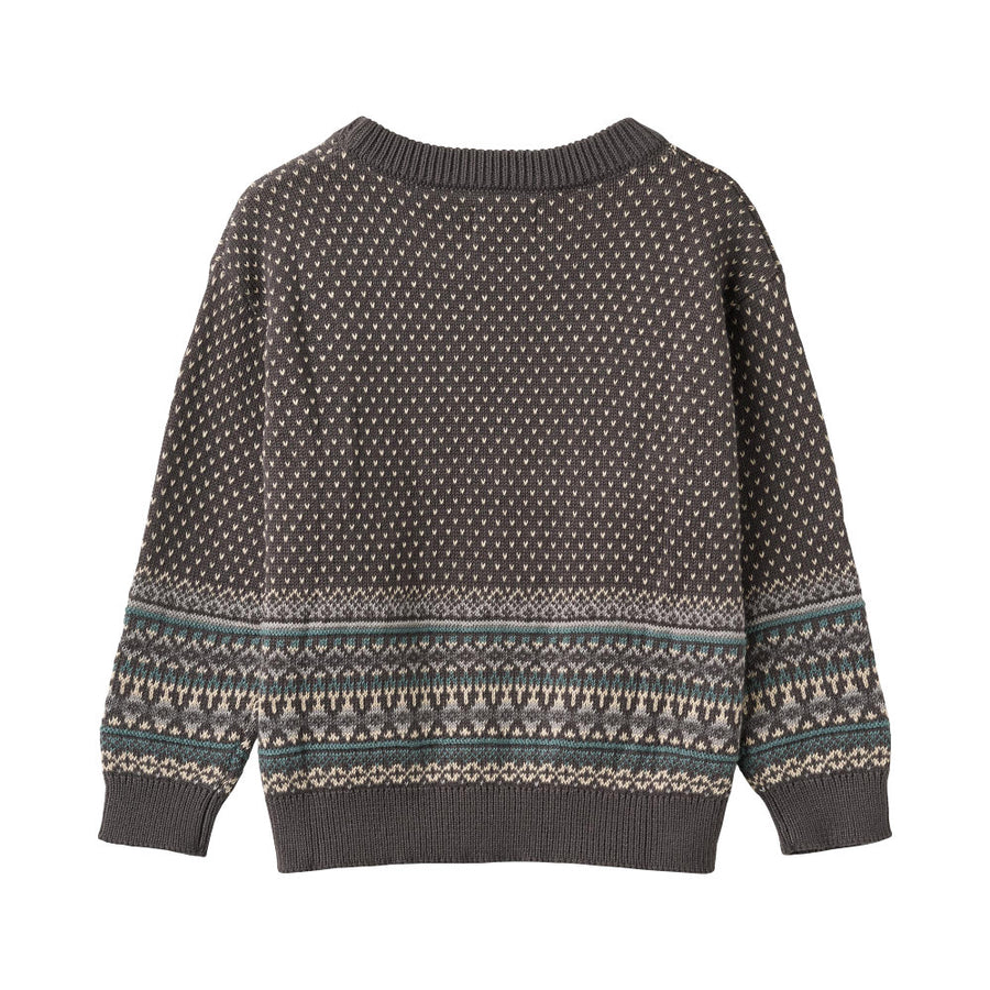 Wheat 2591-560-GOTS Jacquard Pullover Julius 9619 Dark Charcoal