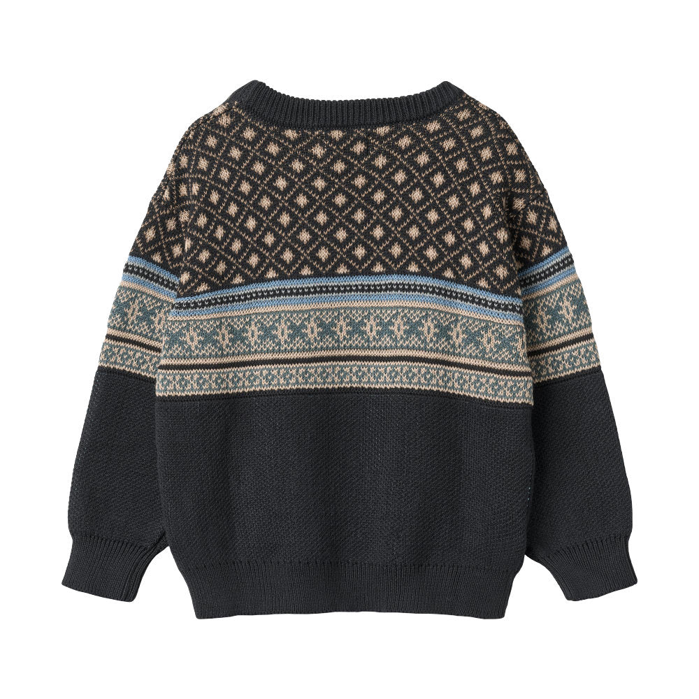 Wheat Jaquard Pullover Julius - 1432 Navy