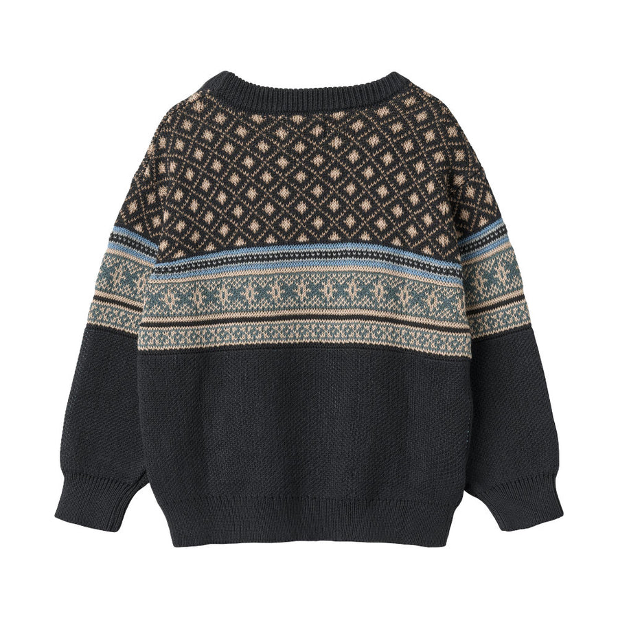 Wheat Jaquard Pullover Julius - 1432 Navy