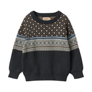 Wheat Jaquard Pullover Julius - 1432 Navy