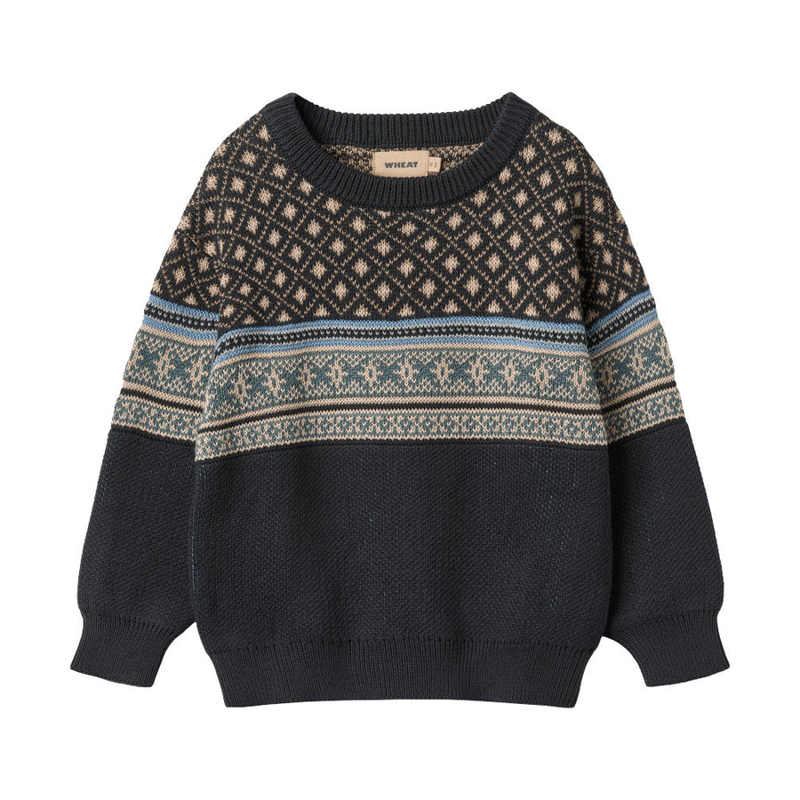 Wheat Jaquard Pullover Julius - 1432 Navy