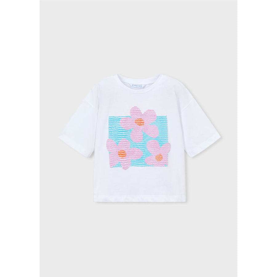 Mayoral S/S T-Shirt White Lila (3016)