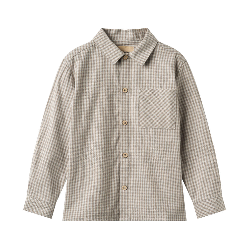 Wheat 2659-463-GOTS Shirt L/S Oscar 0104 Greybrown Check