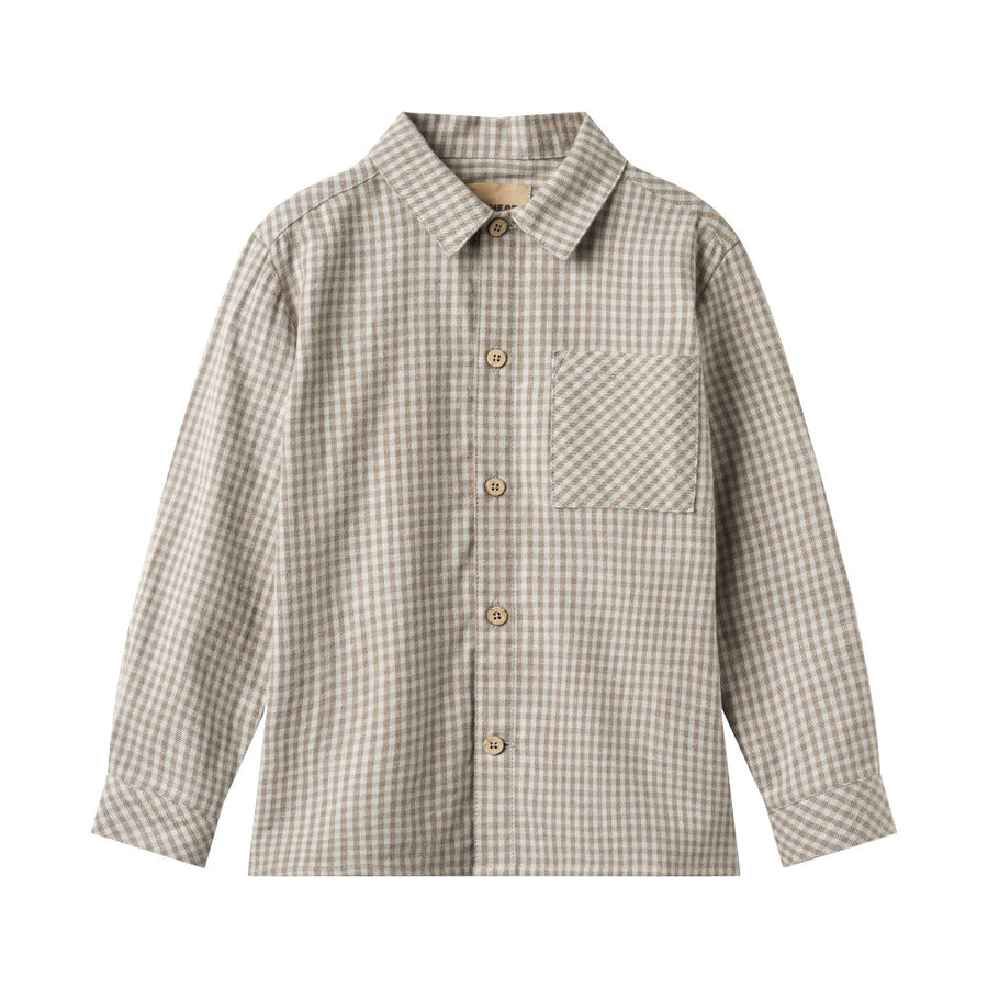 Wheat 2659-463-GOTS Shirt L/S Oscar 0104 Greybrown Check