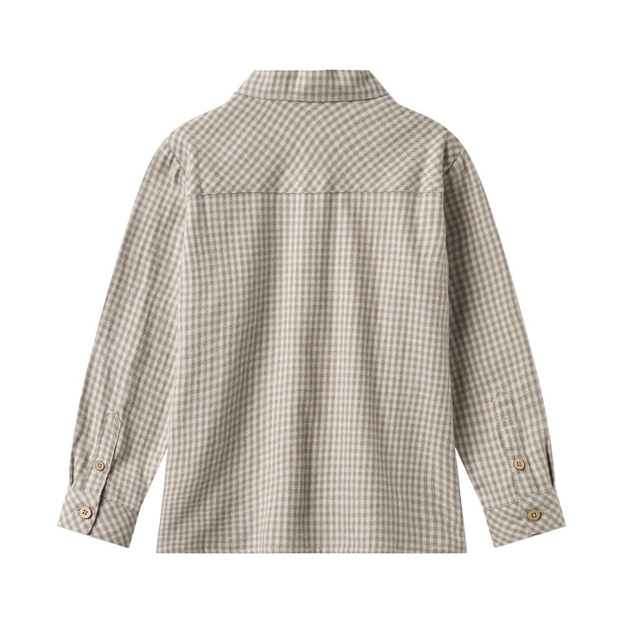 Wheat 2659-463-GOTS Shirt L/S Oscar 0104 Greybrown Check