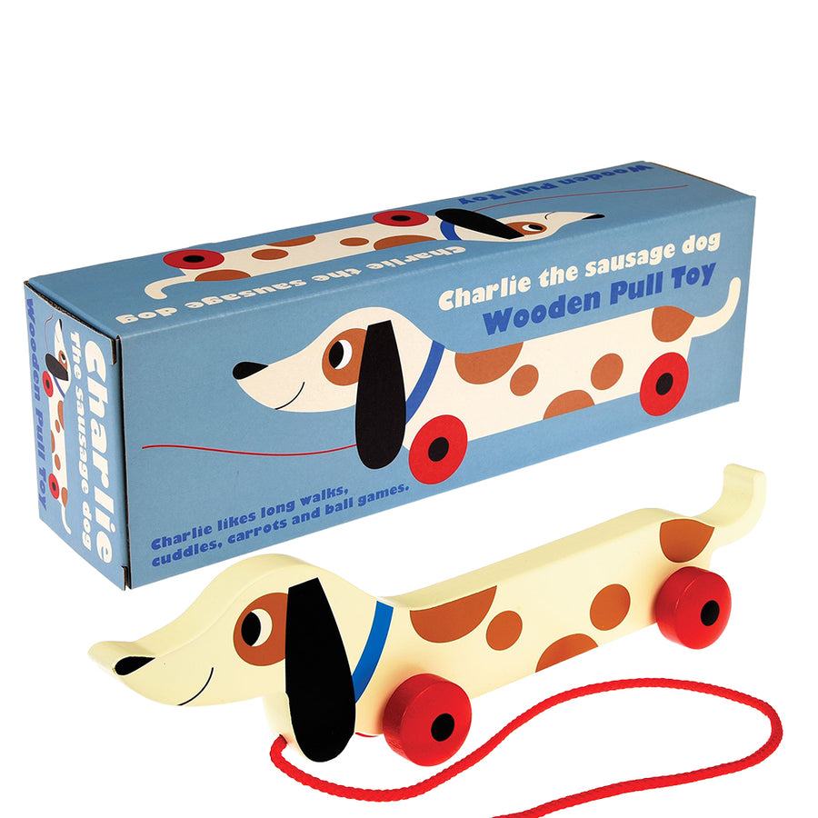 Rex London Wooden Pull Toy - Charlie The Sausage Dog 26898