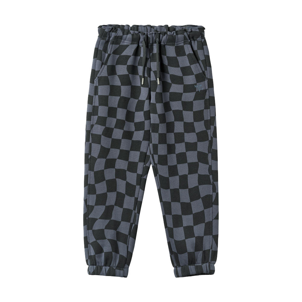 Wheat 2888-624-GOTS Sweatpants Cosmo 1311 Navy Blue Check
