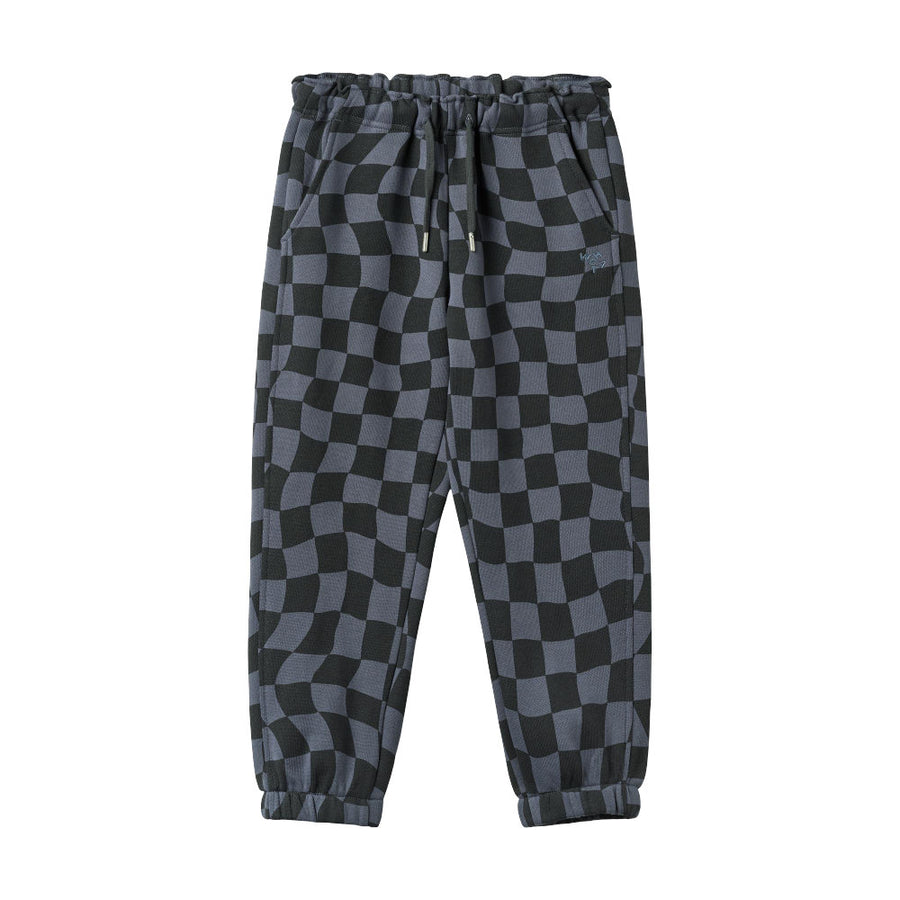 Wheat 2888-624-GOTS Sweatpants Cosmo 1311 Navy Blue Check