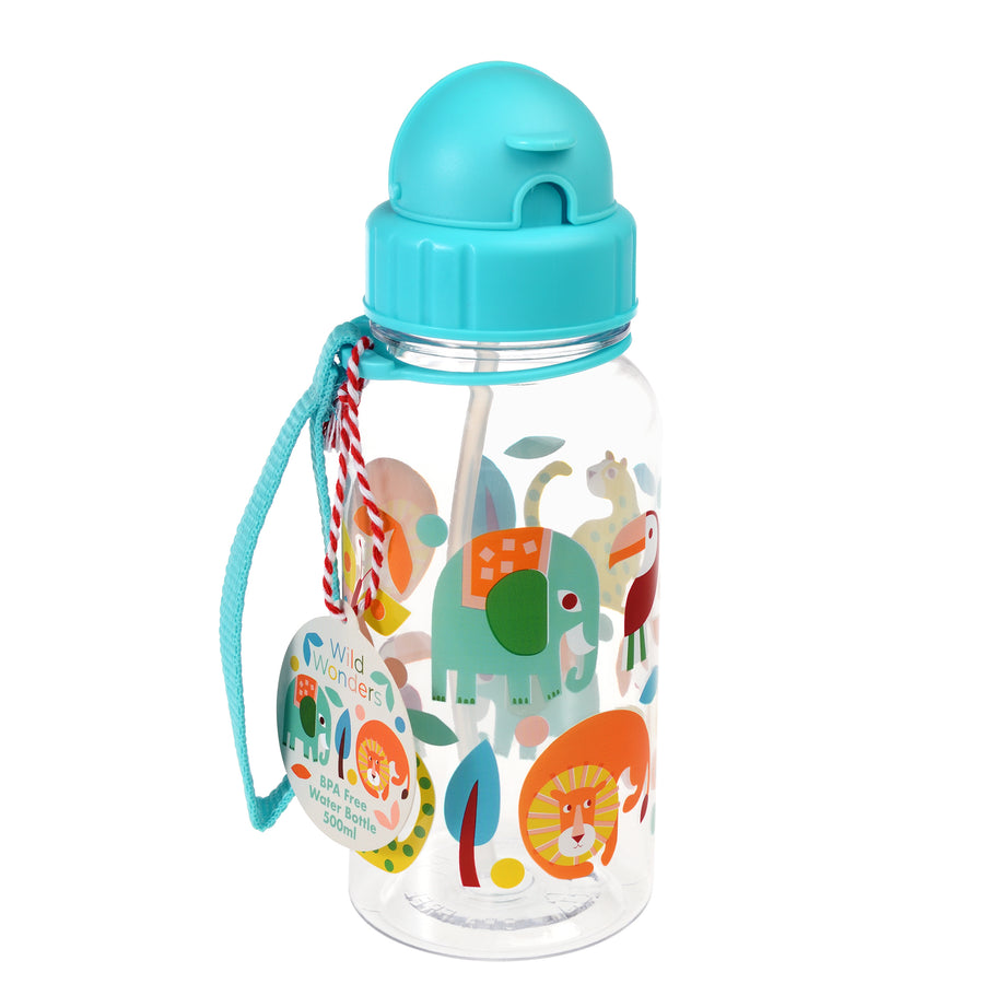 Rex London Children's water bottle with straw 500ml - Wild Wonders-29056