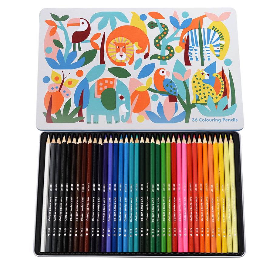Rex London 36 colouring pencils in a tin - Wild Wonders-29275