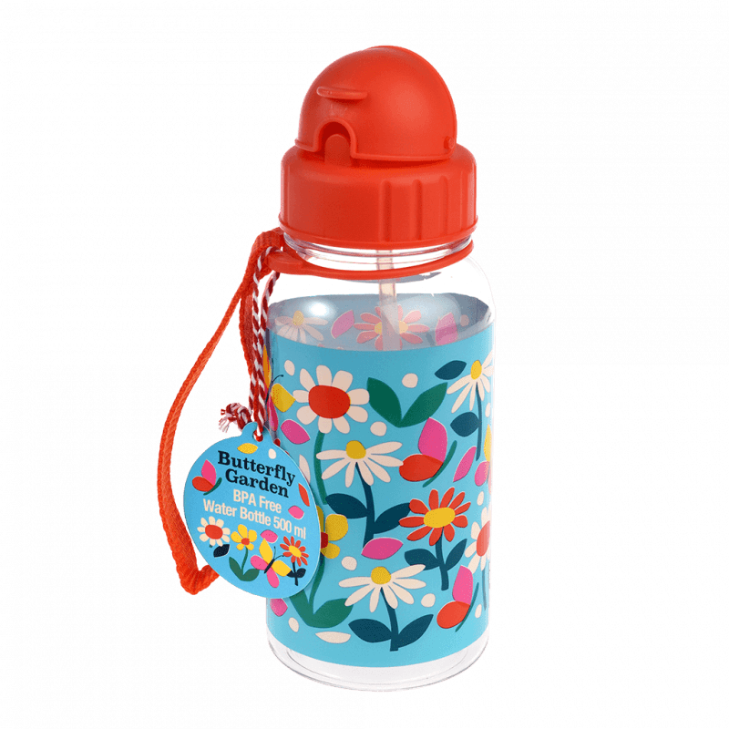 Rex London Children's water bottle with straw 500ml - Butterfly Garden-29503