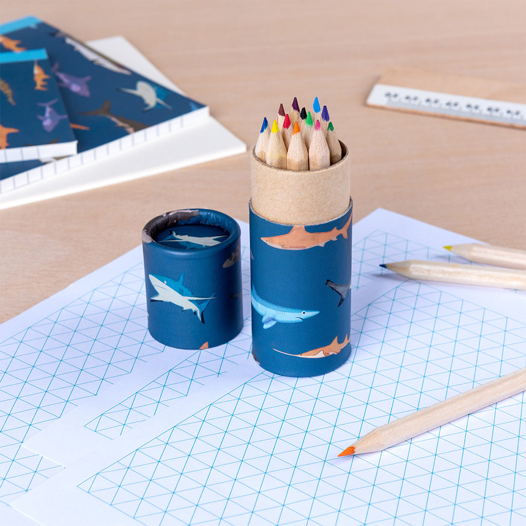 Rex London Tube of colouring pencils - Sharks - 29937
