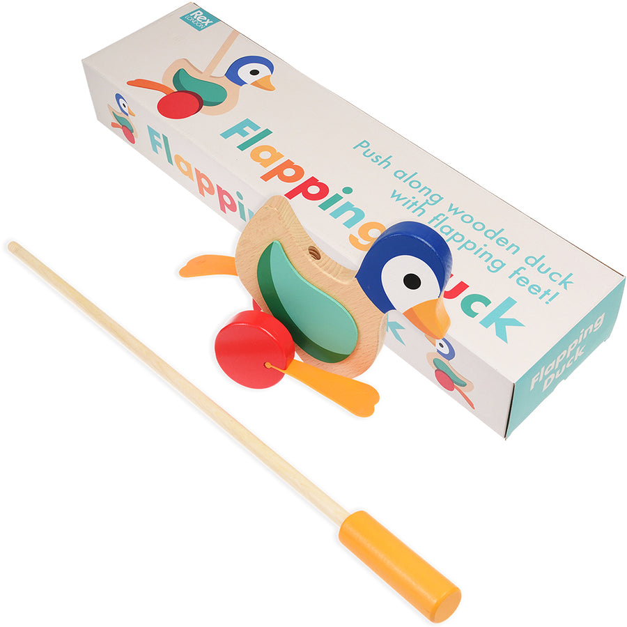 Rex London Wooden Push Along Flapping Duck 29943