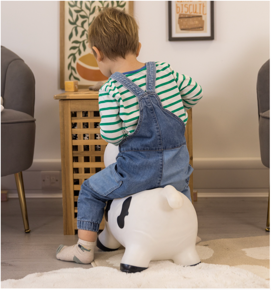 Happy Hopperz WHITE COW- Space Hopper For Little People