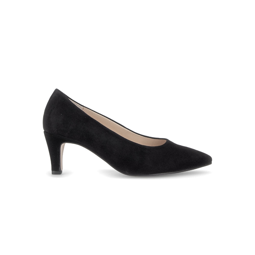 Gabor 3014.01.001 DAZE Wide Fit Black Suede Court Shoes