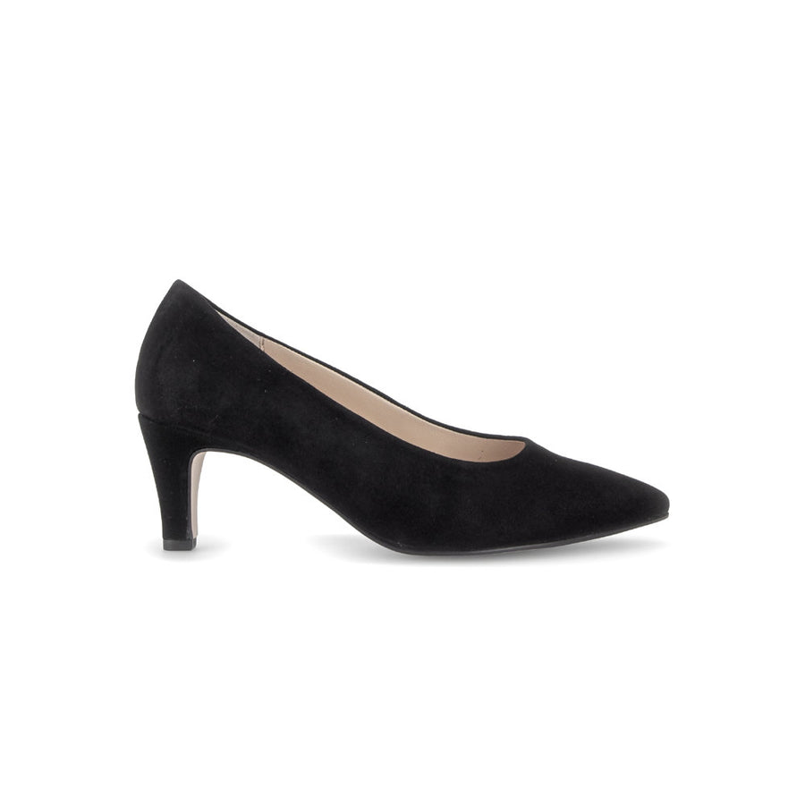 Gabor 3014.01.001 DAZE Wide Fit Black Suede Court Shoes