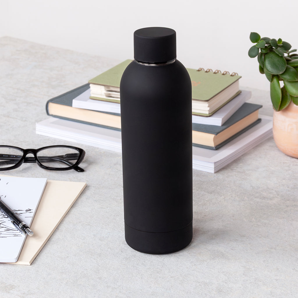 Rex London Rubber coated steel bottle 500ml - Black-30345