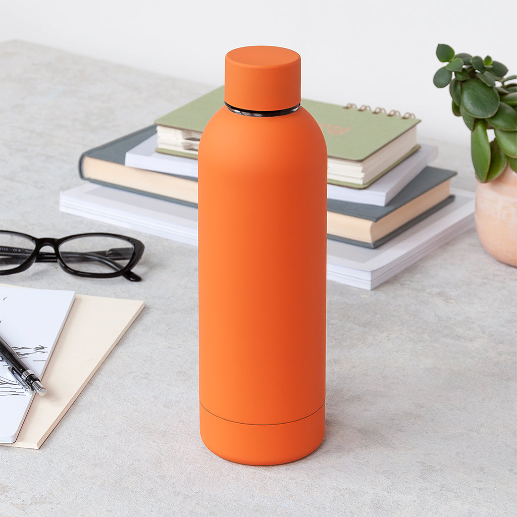 Rex London Rubber coated steel bottle 500ml - Orange-30346