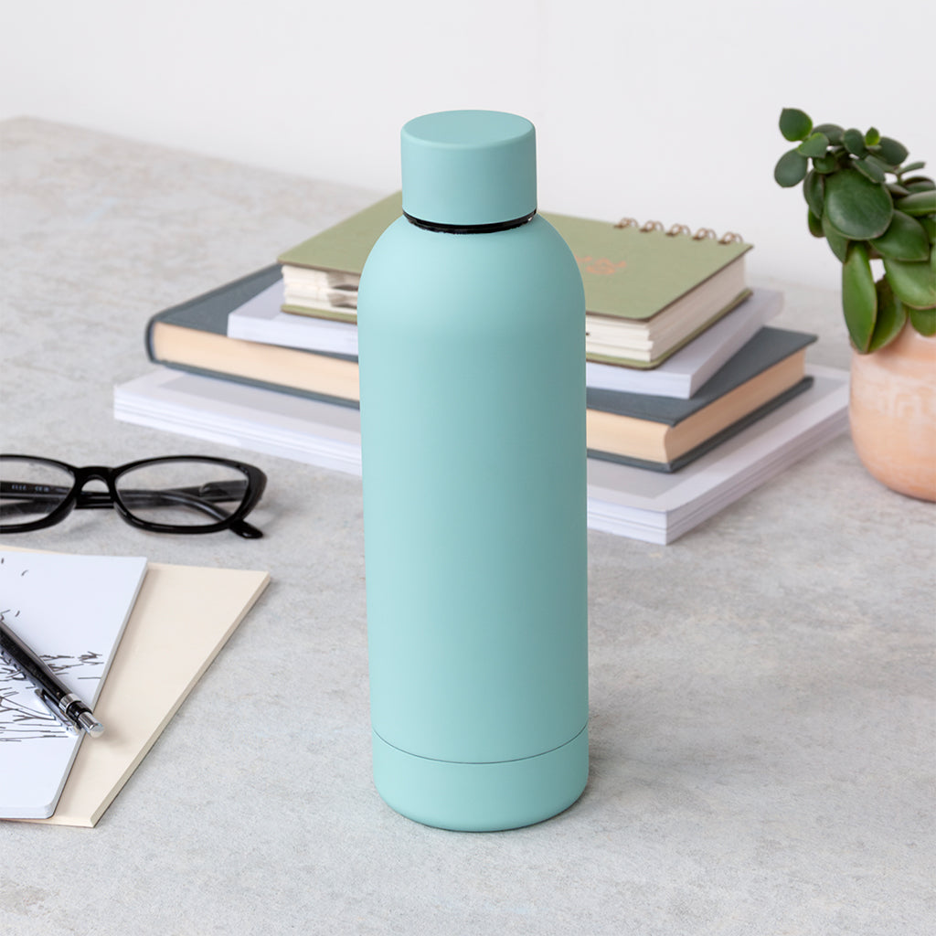 Rex London Rubber coated steel bottle 500ml - Eggshell blue-30348