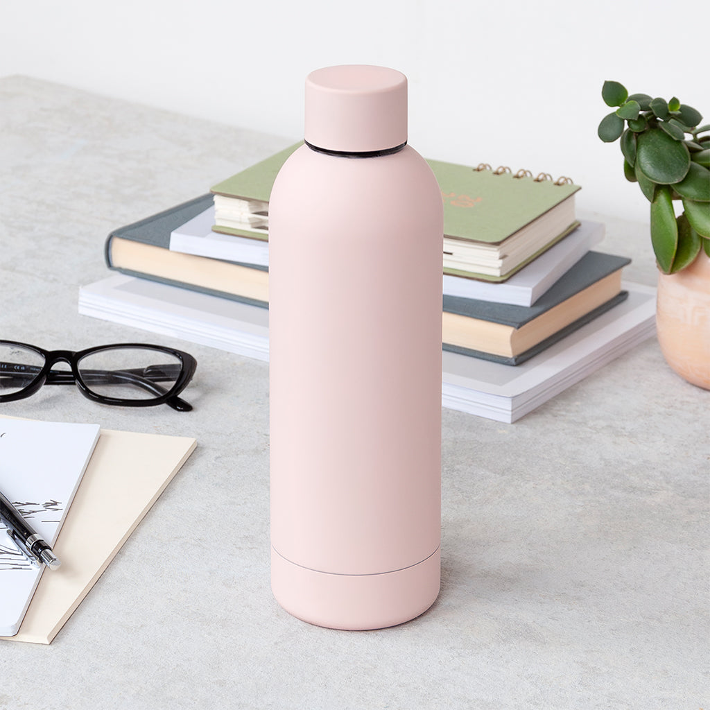 Rex London Rubber coated steel bottle 500ml - Light pink-30349