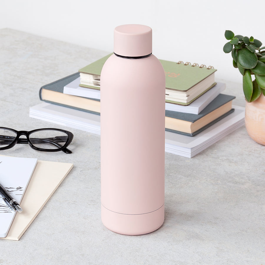 Rex London Rubber coated steel bottle 500ml - Light pink-30349