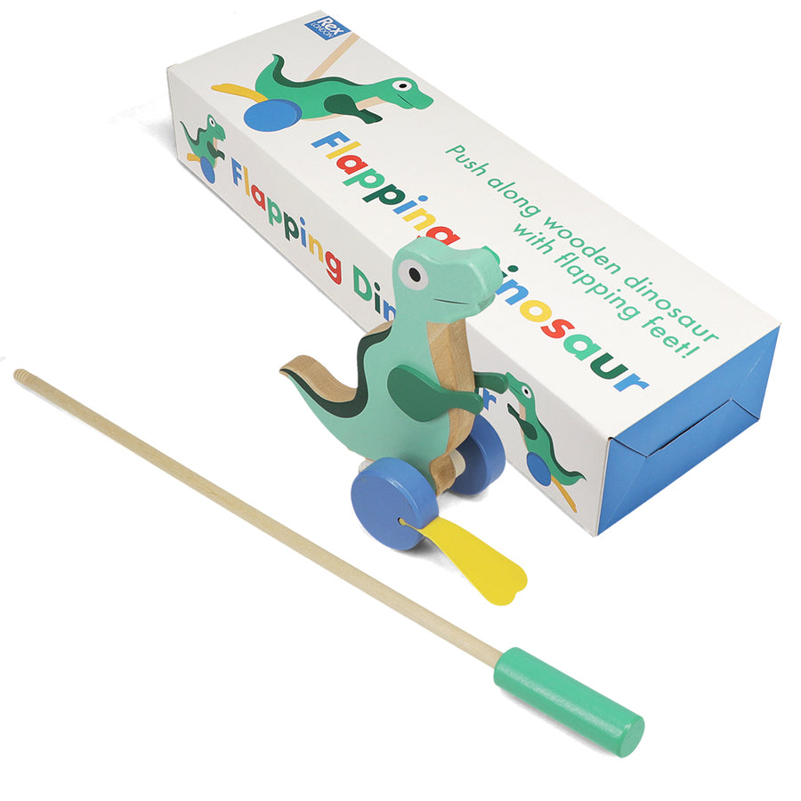 Rex London Wooden push-along walker toy - Flapping dinosaur-30567