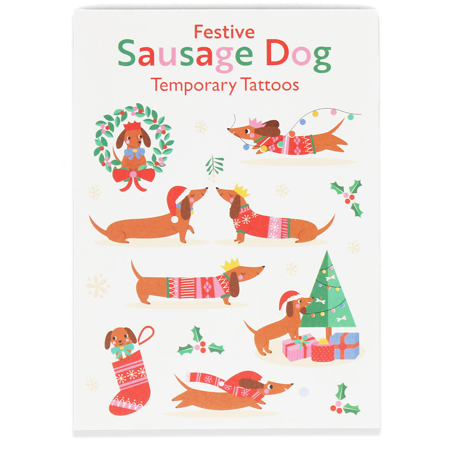 Rex London Temporary Tattoos - Festive Sausage Dog - 30688