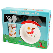 Rex London Children's Melamine Dinner Set (5 Pieces) - Sunny Sausage Dog - 30785
