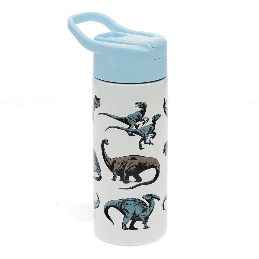 Rex London Stainless steel bottle with push button lid 500ml - Dinosaur-30963