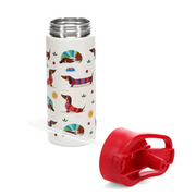 Rex London Children's Water Bottle - Sunny Sausage Dog (Stainless Steel With Straw, 500Ml) - 30964
