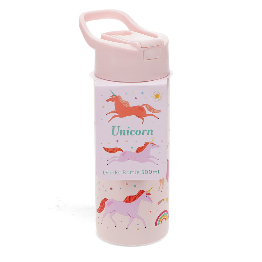 Rex London Stainless steel bottle with push button lid 500ml - Unicorn-30967