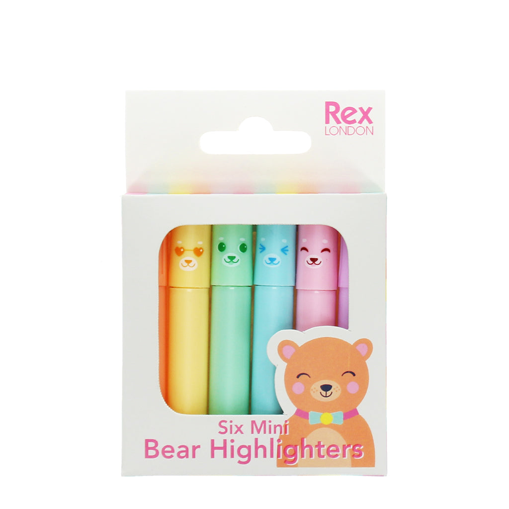Rex London Mini highlighters (set of 6) - Bear - 30991