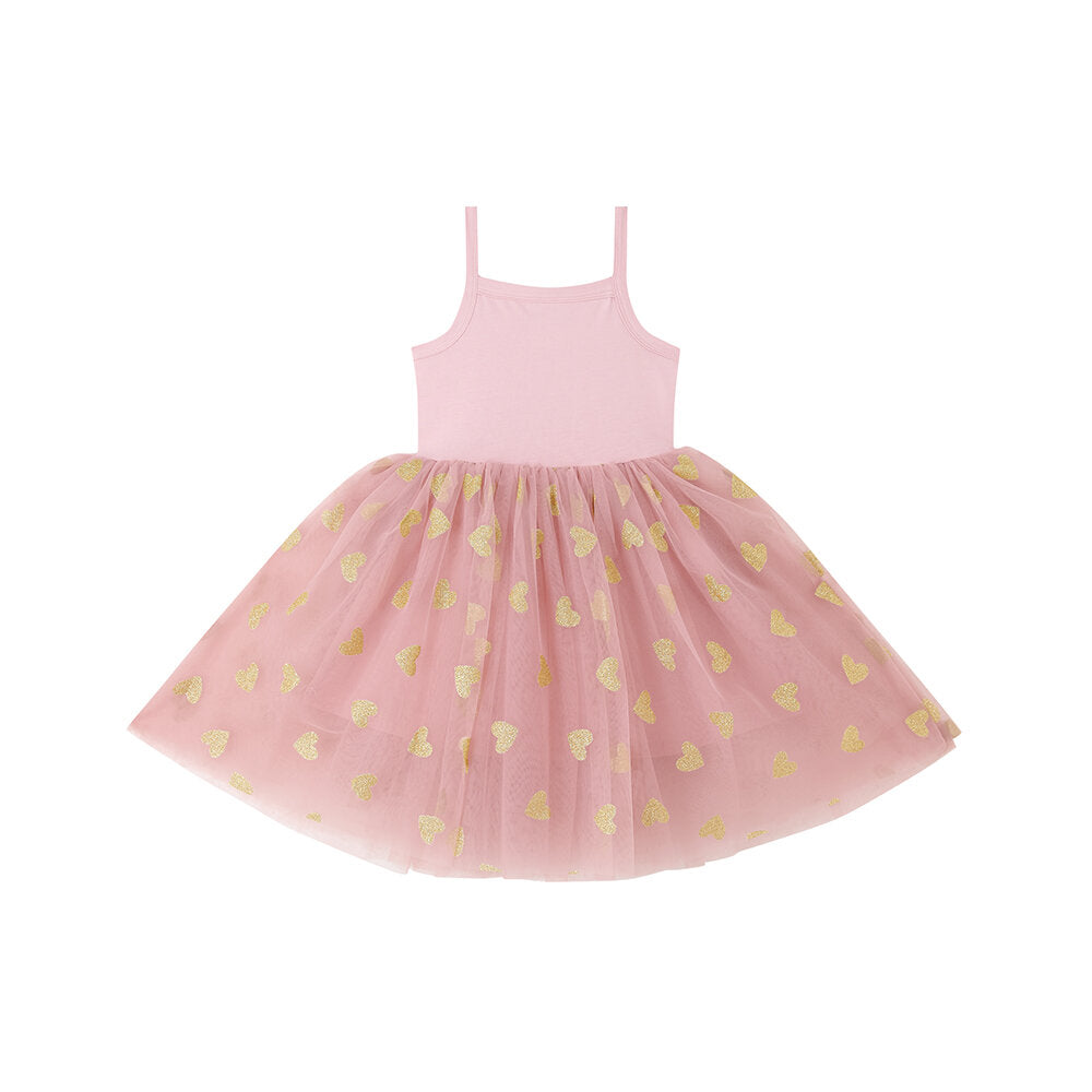 Bob and Blossom Glitter Hearts Dress D66 Vintage Pink/Gold