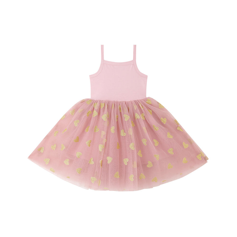 Bob and Blossom Glitter Hearts Dress D66 Vintage Pink/Gold