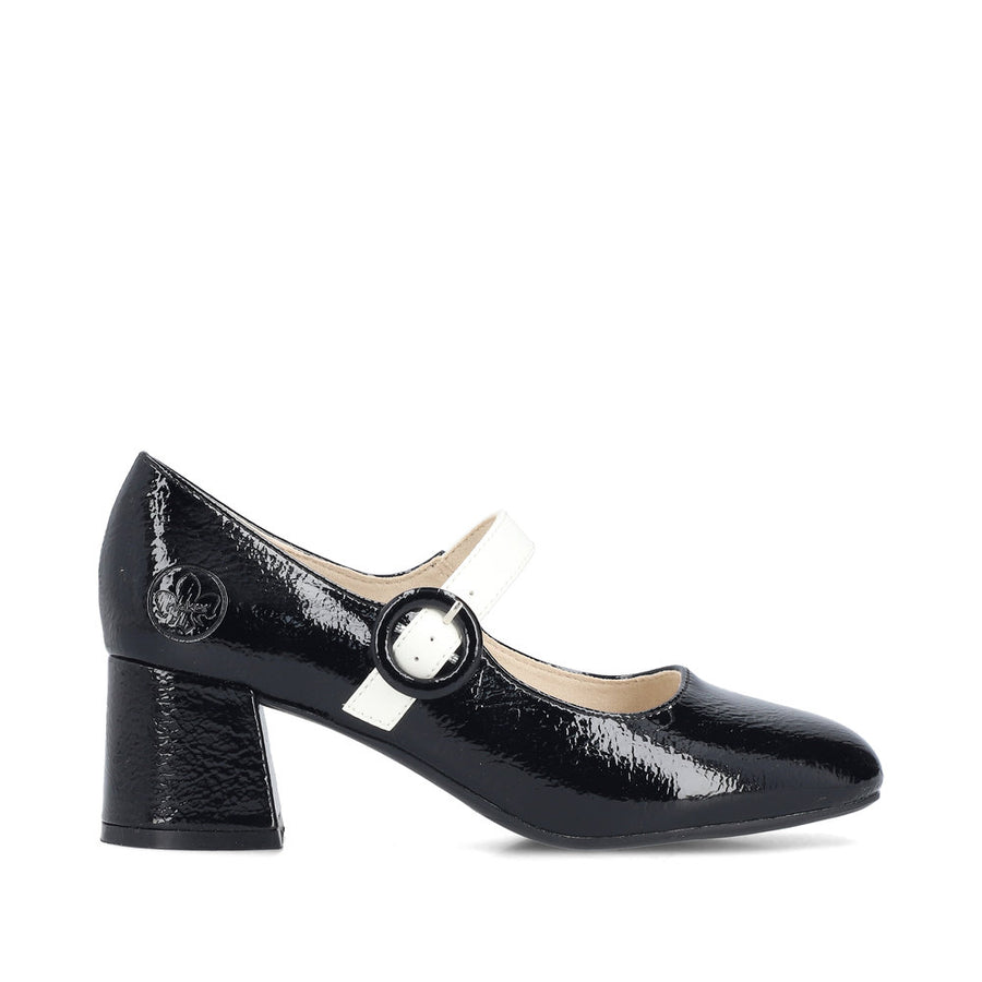 Rieker 44752-00 Womens Black Patent Mary Jane Court Shoes
