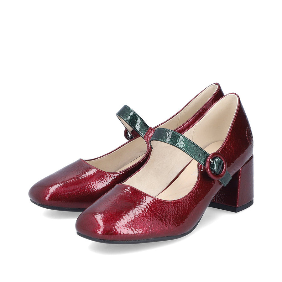 Rieker 44752-35 Womens Red Patent Mary Jane Court Shoes
