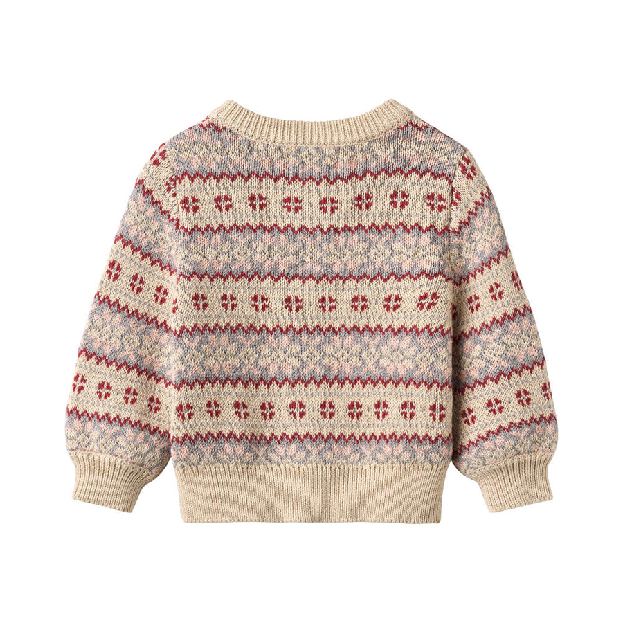 Wheat 4566-560-GOTS Jacquard Cardigan Vikki 3191 Offwhite