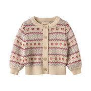 Wheat 4566-560-GOTS Jacquard Cardigan Vikki 3191 Offwhite