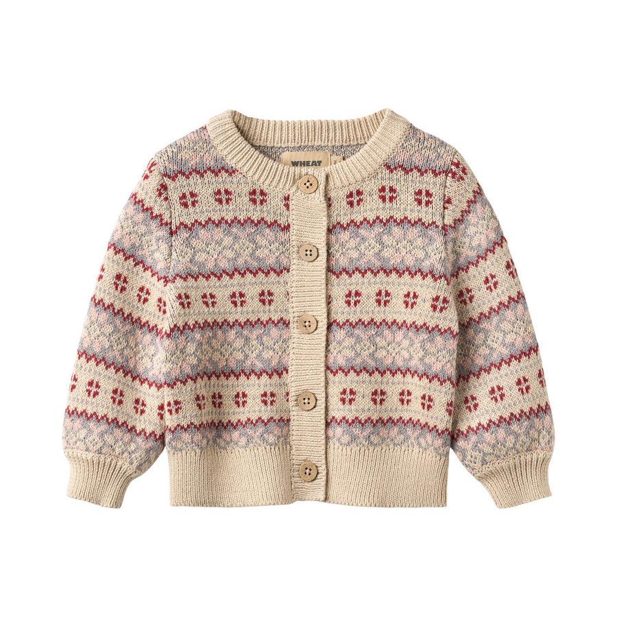 Wheat 4566-560-GOTS Jacquard Cardigan Vikki 3191 Offwhite